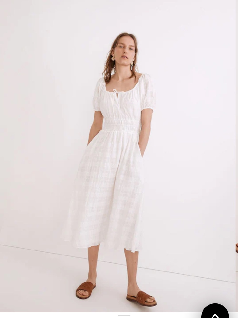 Madewell Sophia Midi Dress in White Seersucker Check